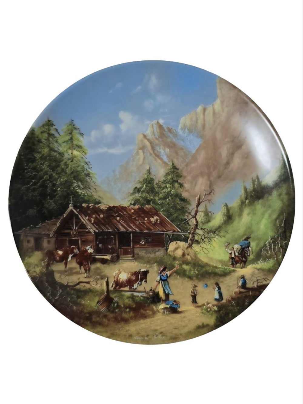 Тарелка декоративная "У альпийской хижины" Германия