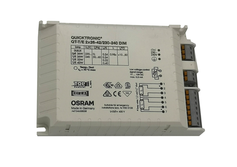 Пускорегулирующий аппарат OSRAM ЭПРА QUICKTRONIC QT-T/E 2X26-42/230-240 DIM  для люминесцентных ламп диммируемый (--)