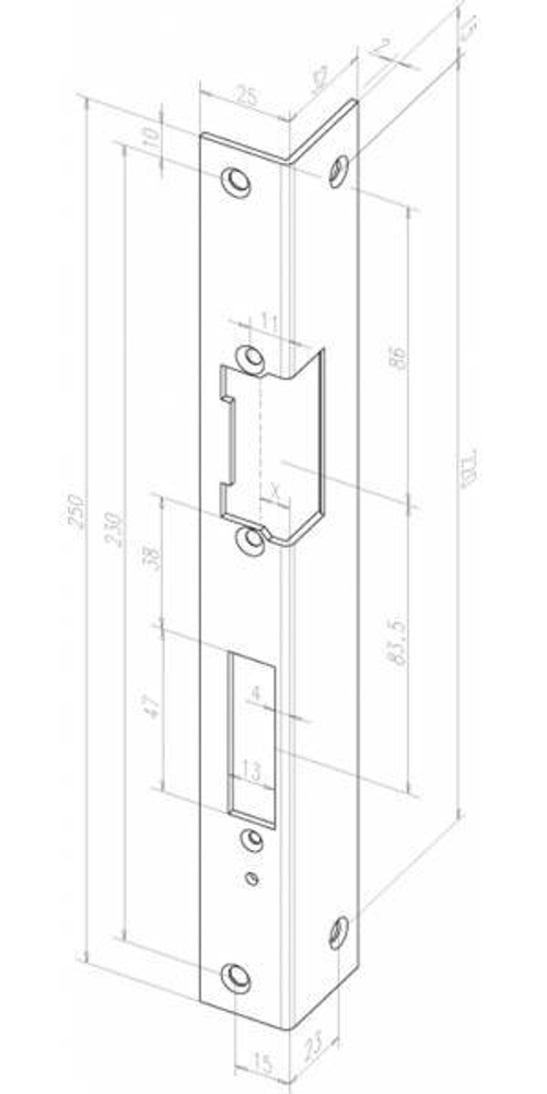 Угловая запорная планка 080