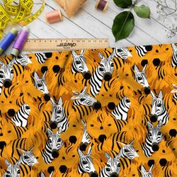 Ткань премиум флис коллаж из зебр