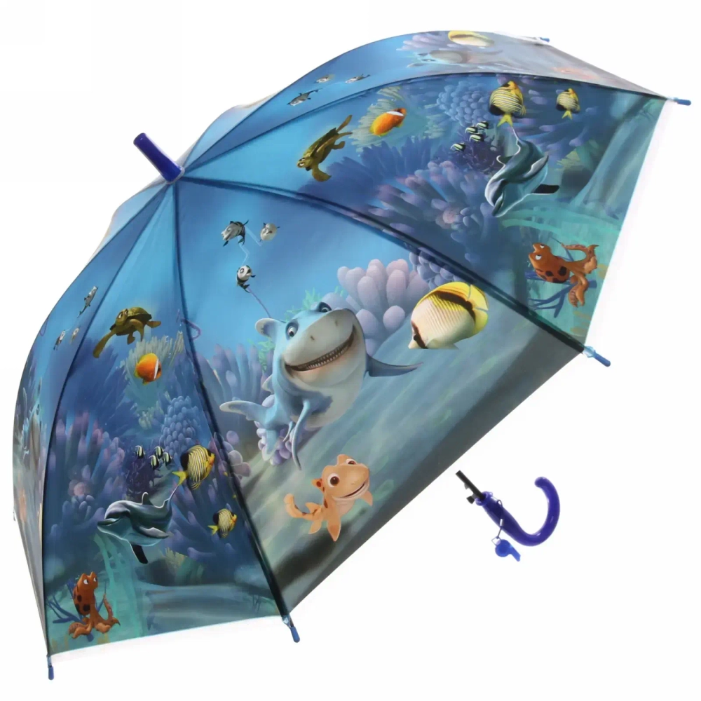 Зонт детский полуавтомат «Ultramarine - Морские жители», 8 спиц, d-100см, длина в слож. виде 65см