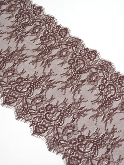 Кружево шантильи шоколад неэластичное ширина 22 см купон 2.9 м
