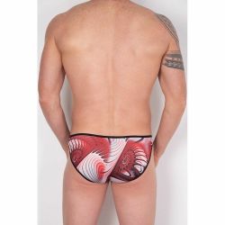 Мужские трусы слипы с разноцветным принтом и черной окантовкой Cosmos Colors  CP20_BRW