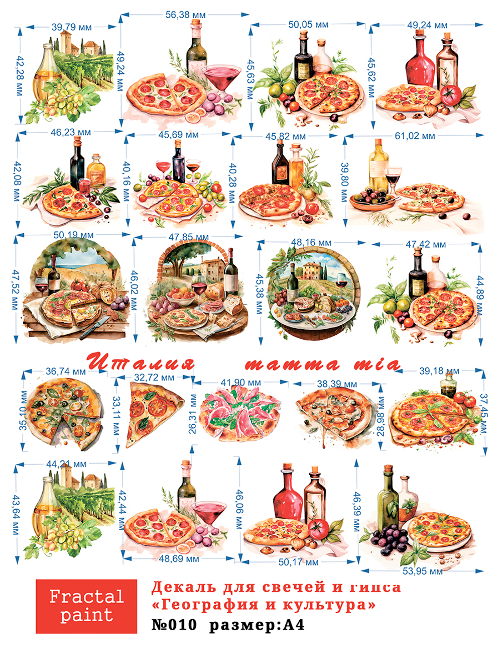 Трансфер переводной - декаль для свечей и гипса география, культура 010