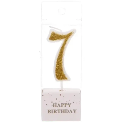 Свеча для торта Цифра Иллюзия «7» 9,5 см, золото