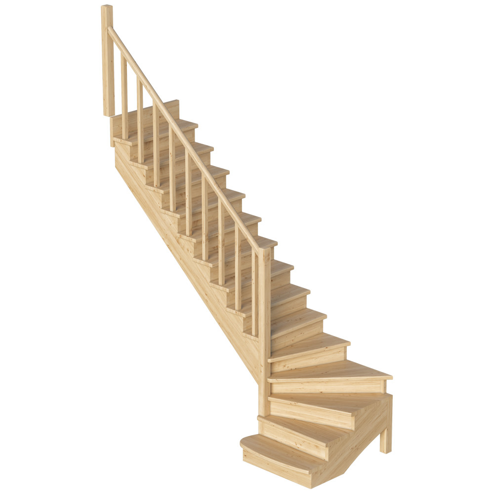 Лестница на второй этаж К-001м/7 Левая c подступенками