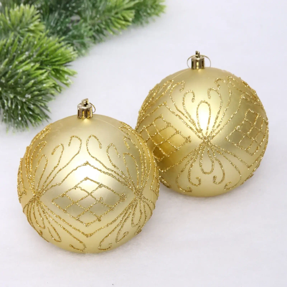 Новогодние шары 10 см (набор 2 шт) «Загадочная мечта», золото