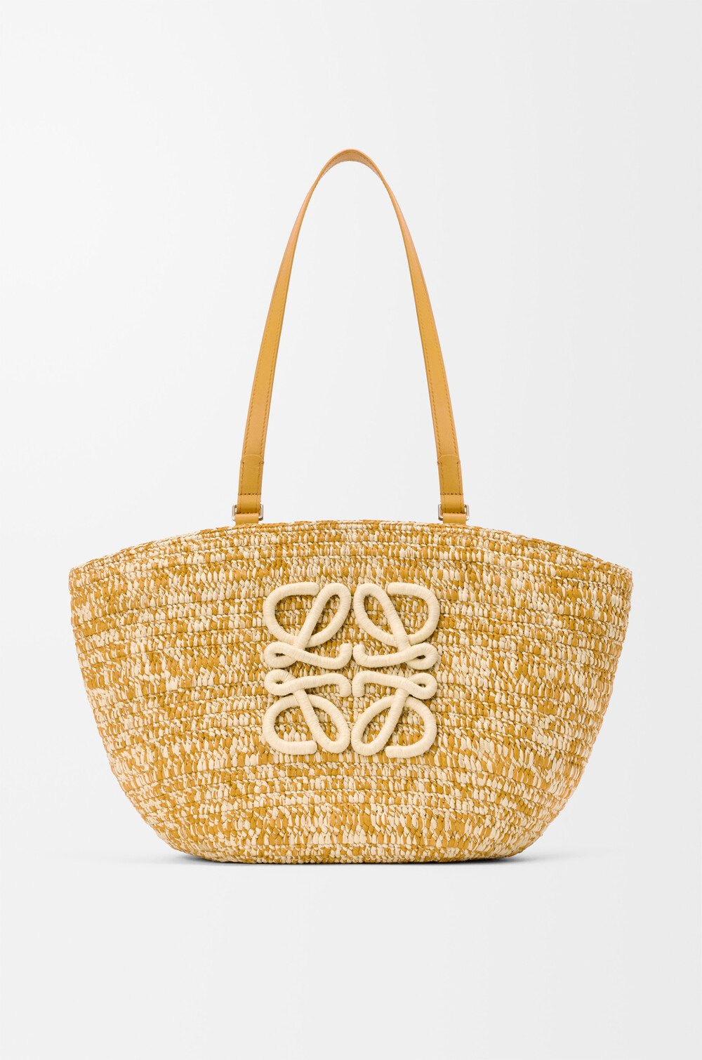 Loewe Средняя сумка-корзина Eclipse из рафии и телячьей кожи, горчичный