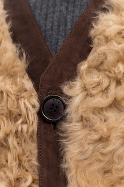 Коричневая двусторонняя шуба-дубленка k é k é