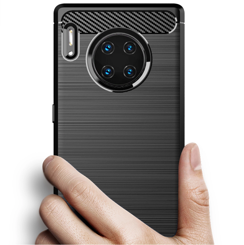 Чехол для Huawei Mate 30 Pro (Mate 30 RS) цвет Black (черный), серия Carbon от Caseport