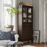 Шкаф со стеклянными дверцами - IDANÄS/IDANАS   IKEA/ ИДАНАС ИКЕА, 81x39x211 см, темно-коричневый