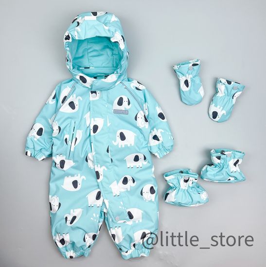 Комбинезон демисезонный "Слоники" Светлый ментол