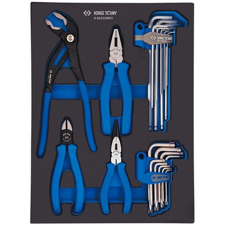 Цена на KING TONY (9-90222MRV) Набор пассатижей, шестигранников и TORX Г-образных, ложемент, 22 предмета
