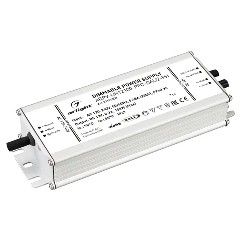 Блок питания ARPV-UH12100-PFC-DALI2-PH (12V, 8.3A, 100W) (Arlight, IP67 Металл, 7 лет) 029513(2)