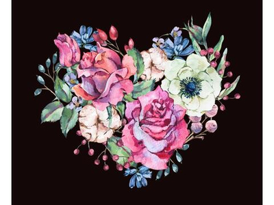 Картина по номерам 30х40см. "Сердце из цветов" (Х-7106)