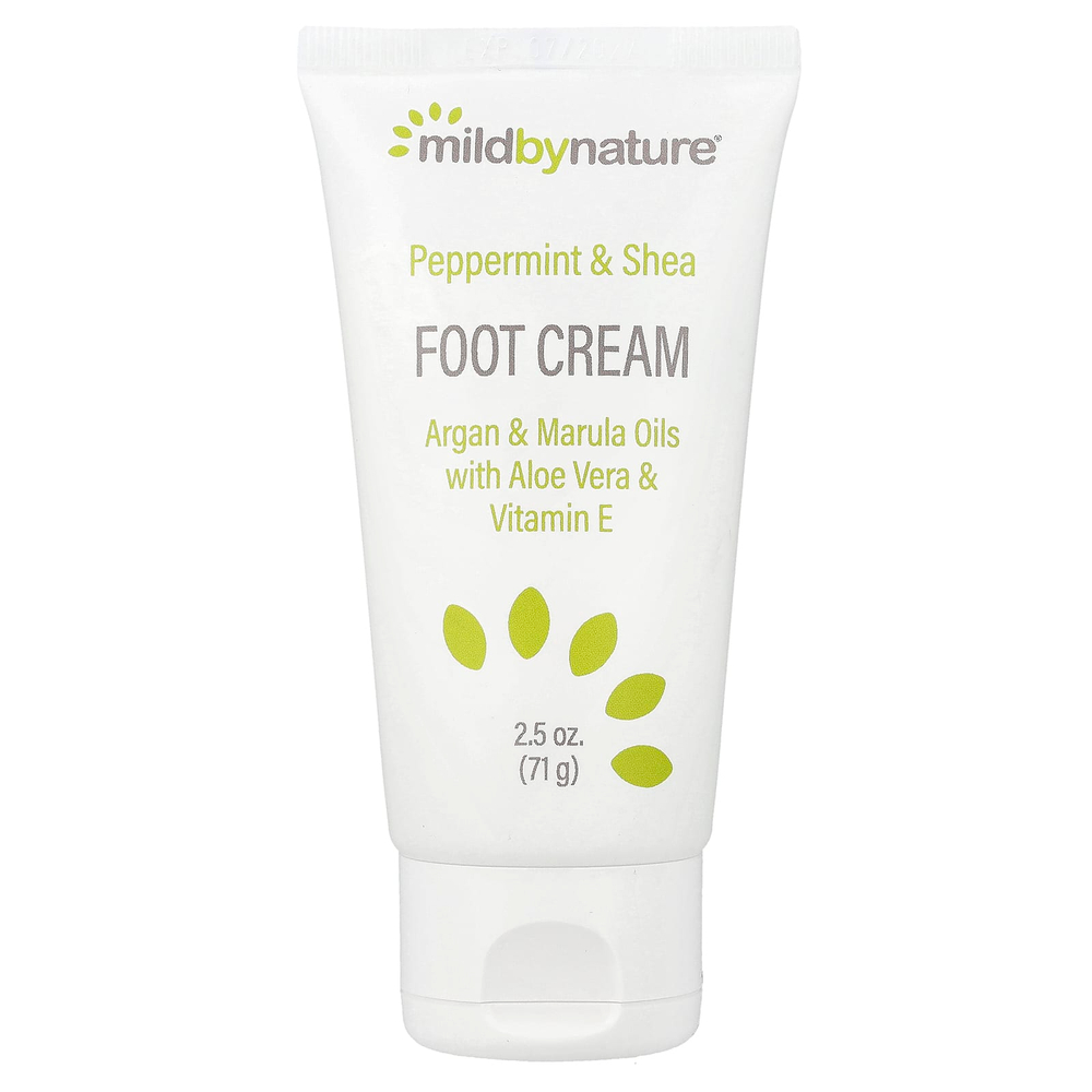 Mild By Nature, крем для ног с перечной мятой, маслом ши, маслами арганы и марулы, 71 г (2,5 унции)