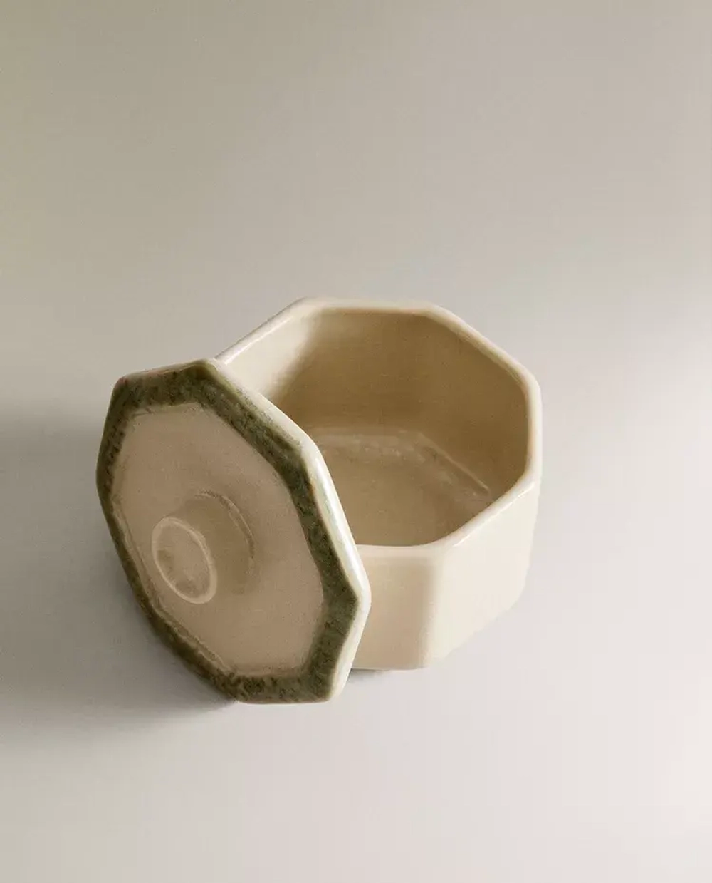 ZARA HOME КЕРАМИЧЕСКАЯ САХАРНИЦА С КРЫШКОЙ, ЗЕЛЕНЫЙ