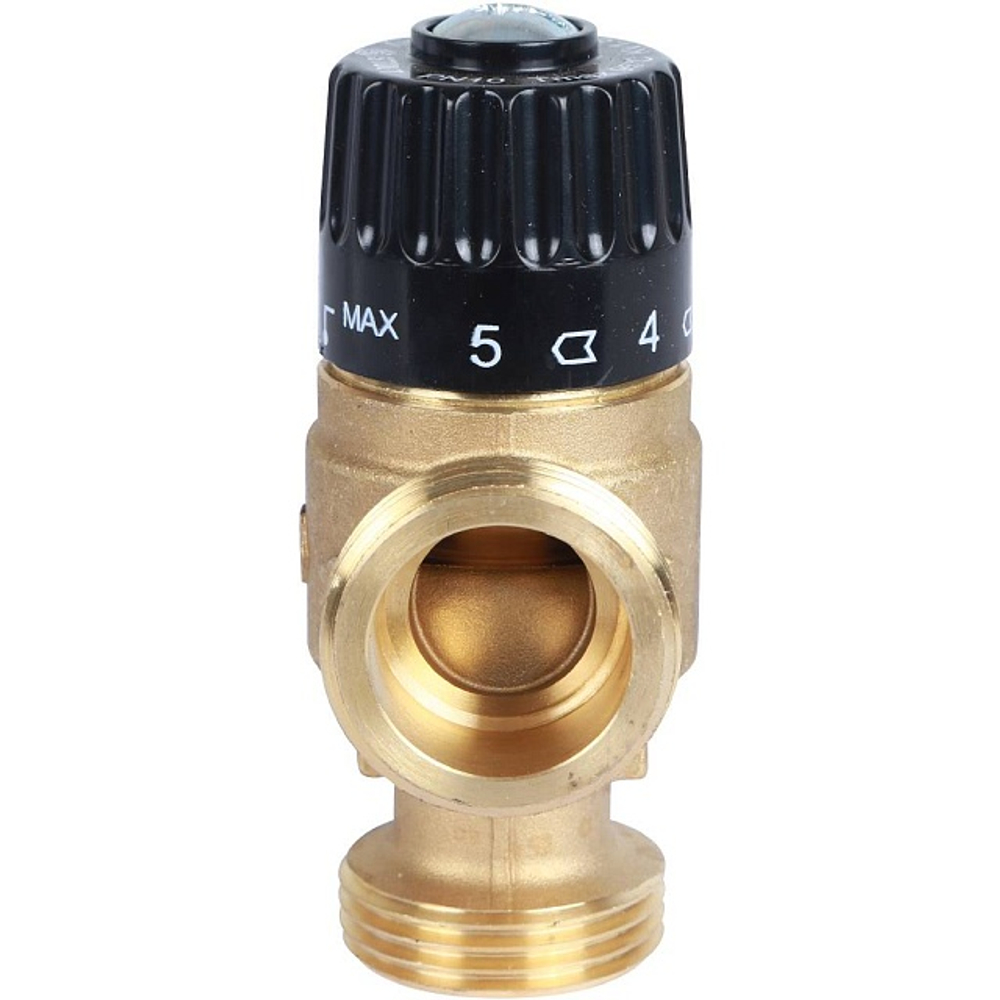 Клапан термостатический смесительный STOUT - 1" (НР, t30-65°C, kvs 1.8, T-образное смешивание)