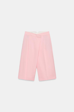 ZARA БЕРМУДЫ С ЗАЩИПАМИ И ЗАПАХОМ, РОЗОВЫЙ