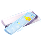 Пенал металлический 2 отделения Alingar, таблица умножения, 55 х 190 мм, "Фрукт", ассорти (роз,голуб,фиолет,син), надпись"Thank you, love you"