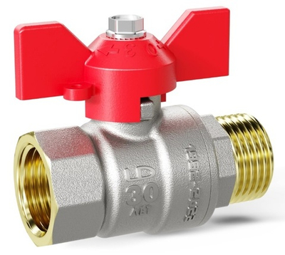 Кран шаровой (вода) LD Pride Ду 32 (1 1/4") вн-нар (бабочка), red