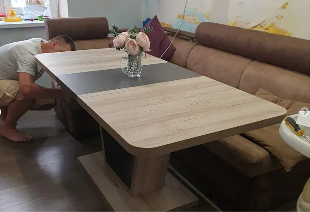 Стол кухонный обеденный раздвижной Сарбия/Серый, Аврора, 120х75х75,5 см АКВИЛОН