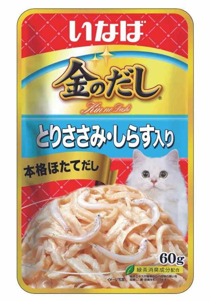 Влажный корм для кошек INABA Kinnodashi Куриное филе с мальками ширасу, пауч 60г