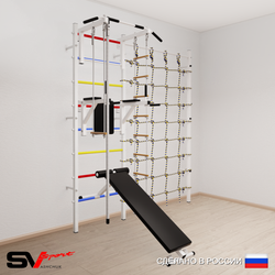 Шведская стенка Sv Sport усиленная 6870 (Турник стандарт/Брусья/Скамья/Канат/Лестница/Трапеция/Канатный лаз)