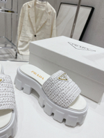 Prada Crochet Platform Slides