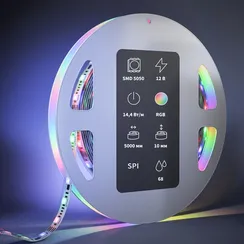 Светодиодная лента 12В 5050 14,4Вт/м 5м IP 68 Адресная (SPI) Цветная (RGB) 201245 Led Strip 201245