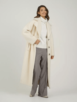 Шуба чебурашка женская из овечьей шерсти тедди, жемчужная, SilverFox