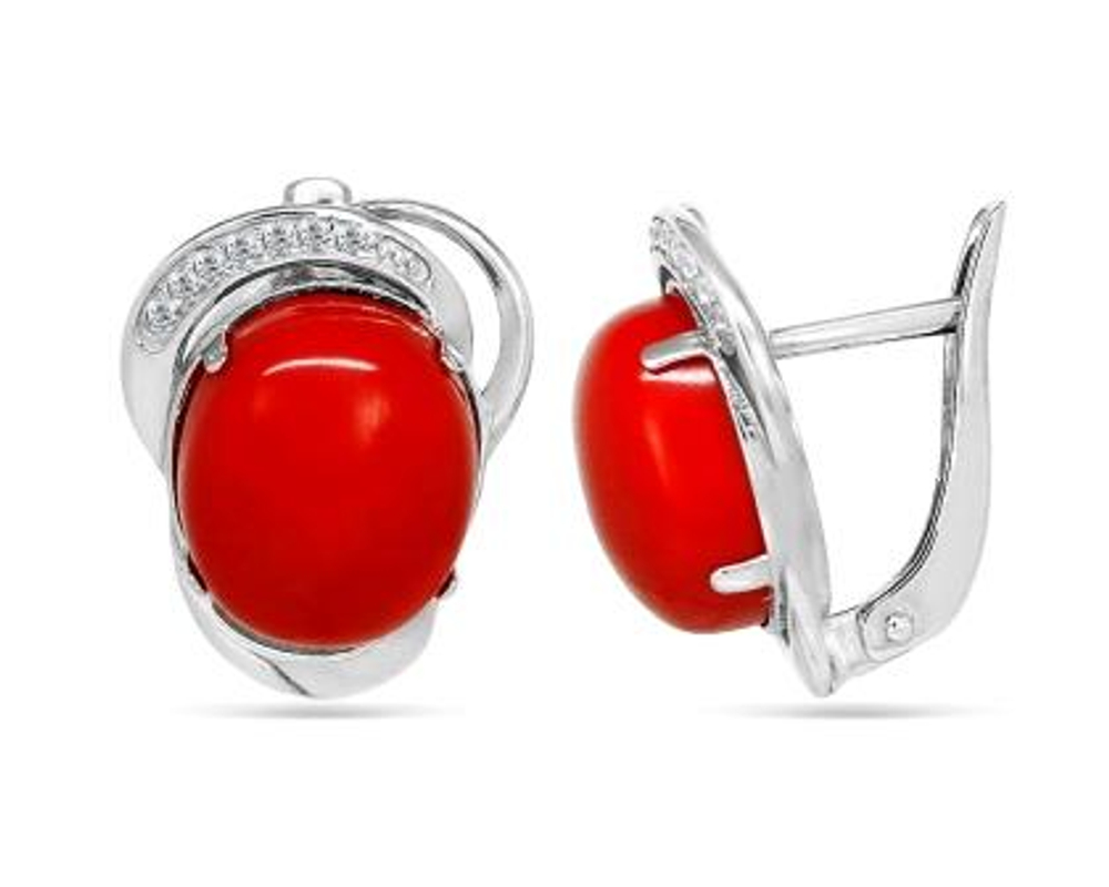 Серьги из серебра с кораллом