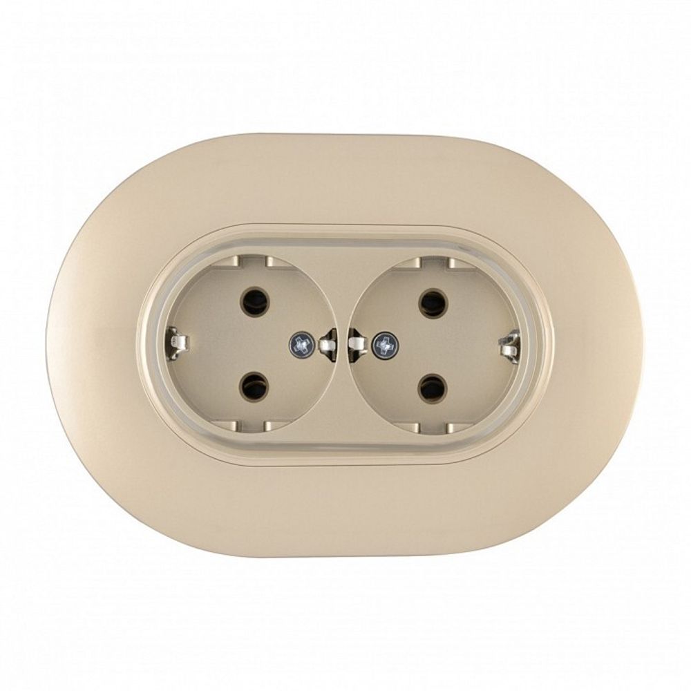 Розетка двойная с заземлением и со шторкой Arte Milano SET08-2 SET08-double-40-2 shampan