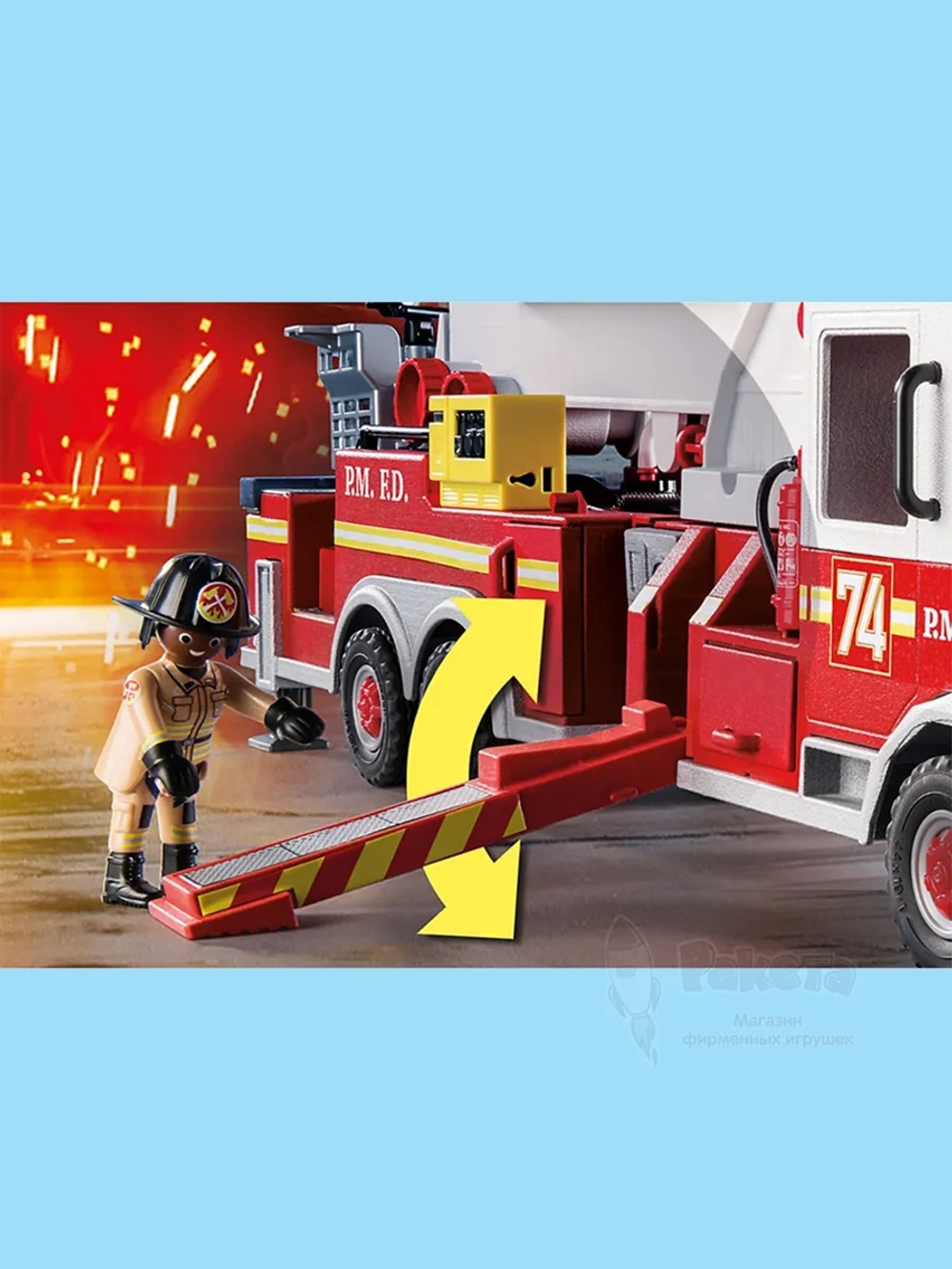 Набор Пожарная машина с лестницей Playmobil 70935 свет, звук