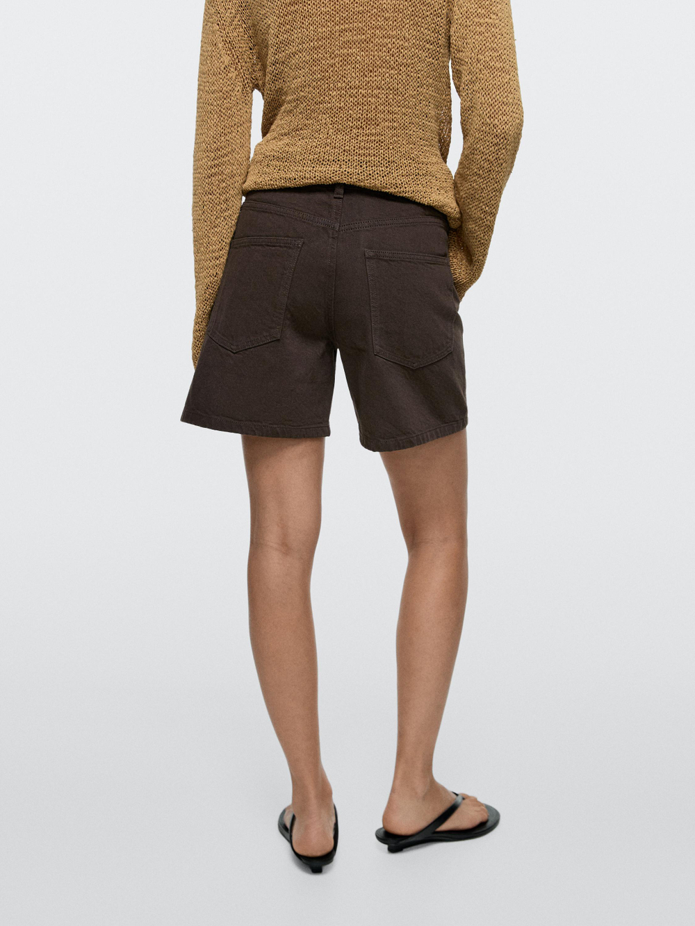 Massimo Dutti Джинсовые шорты со средней посадкой, шоколадный