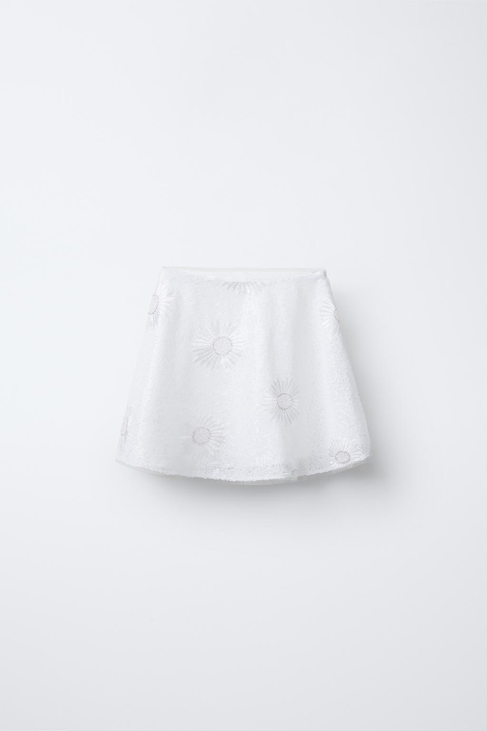 ZARA ЮБКА С БЛЕСТКАМИ, БЕЛЫЙ