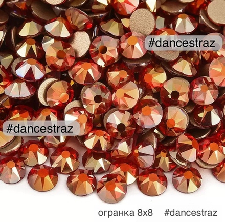 Стразы клеевые, Light siam AB 8*8, P34, SS16, 1440, (F2)