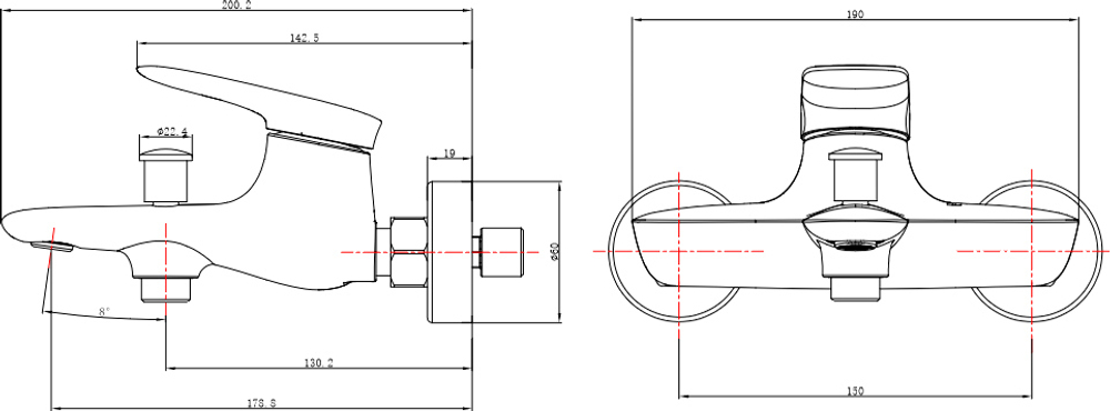 Смеситель для ванны с душем STWORKI Молде S23100BK матовый черный