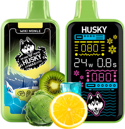 Husky Airmax Ultra Wiki monle - киви, мороженое, лимон и лёд 25000 затяжек 20мг Hard (2% Hard)