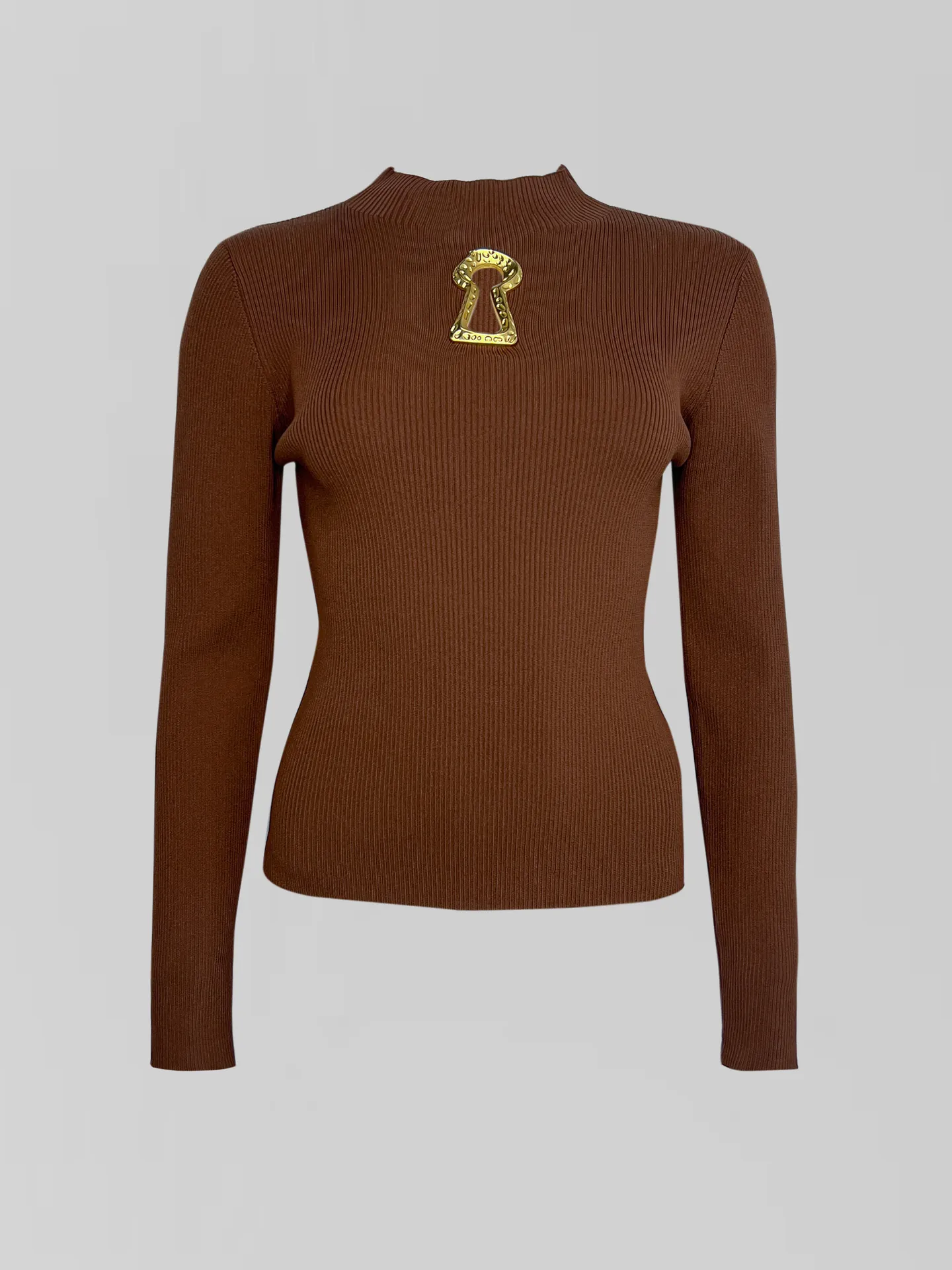 Свитер 7025 однотонный в рубчик с металлической вставкой