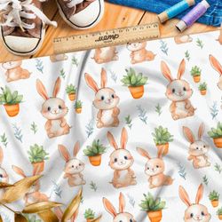 Ткань премиум интерлок забавные зайки