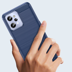 Мягкий чехол синего цвета в стиле карбон для смартфона Realme C31, серия Carbon от Caseport