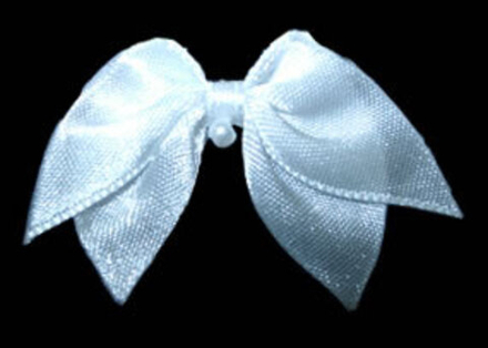Бантик с бусинкой "BLITZ" текстильный, цв.белый