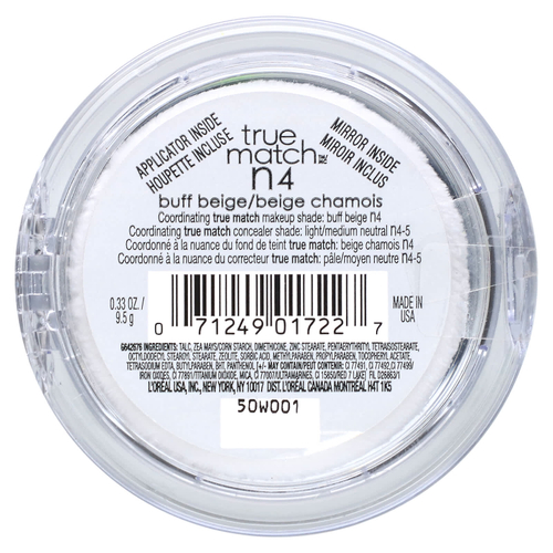 L'Oréal, True Match, суперсмываемая пудра, N4 бежевый, 9,5 г (0,33 унции)