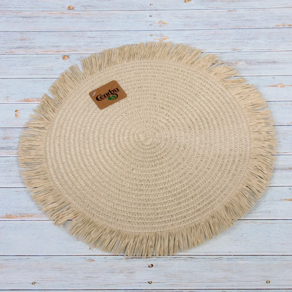 Салфетка на стол 38см плетеная «Бохо» бежевый