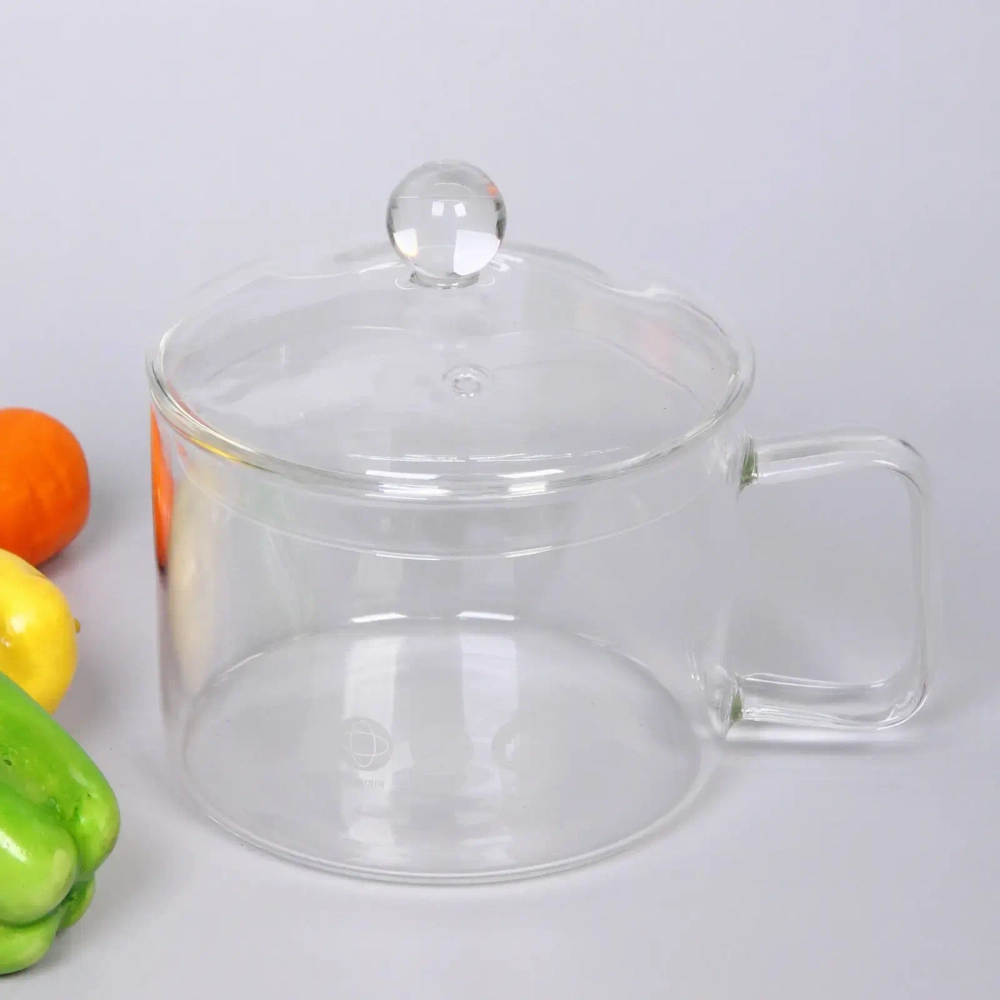 Кастрюля из боросиликатного стекла 1,35л «Хай-Тек» со стеклянной ручкой