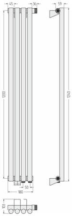 Сунержа Эстет-1 EU50 правый 1200х180 4 секции
