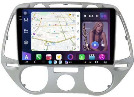 Магнитола для Hyundai i20 2009-2012 (кондиционер) - FarCar GX3243M монитор 9.5" 2K QLED на Android 14, TS20, 6+128Гб, CarPlay, 4G SIM-слот