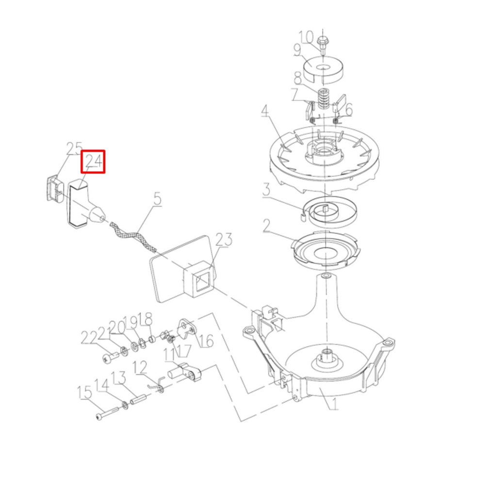 Ручка ручного стартера Yamaha 4-8 (15F-01.01.08; PNFM40E-07021; 15A-400019) (YUELANG)