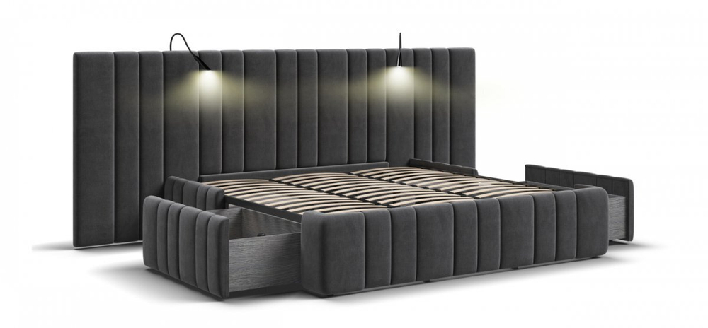 Кровать BOSS INFINITY 180*200 велюр Monolit серая